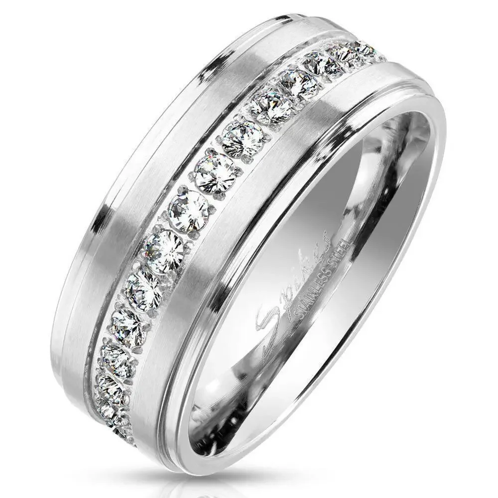 New stainless steel CZ mens ring 13
